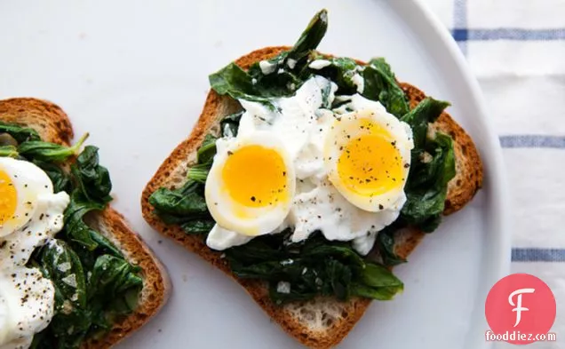 Quail Eggs With Fava Greens On Toast