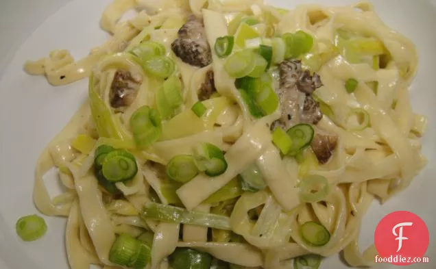 Cook the Book: Egg Noodles with Fava Beans, Leeks, and Morels