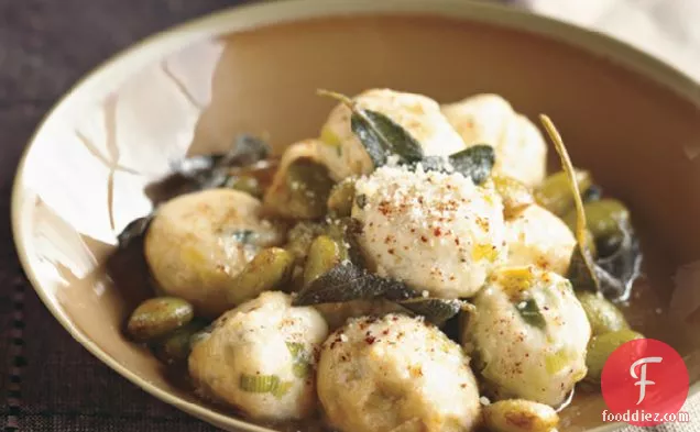 Ricotta Gnocchi With Leeks And Fava Beans