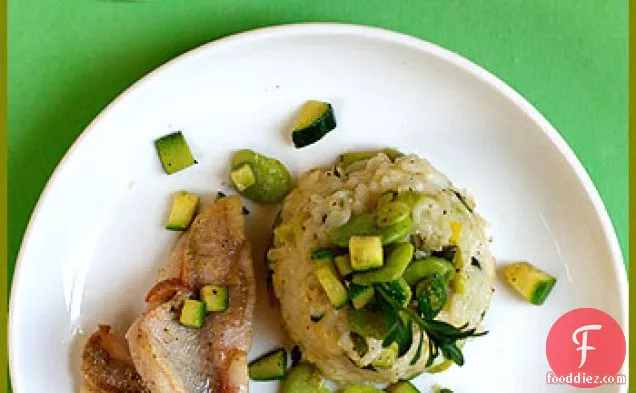 भोजन के साथ एक नाटक या एक फवा बीन रिसोट्टो टिम्बेल-जीयू डे नूरिचर यू यूने टिम्बेल डे रिसोट्टो औक्स फेव्स