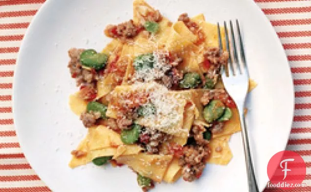 Fresh Pasta With Favas, Tomatoes, And Sausage