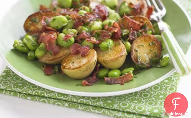 Fried New Potatoes With Parma Ham & Broad Beans
