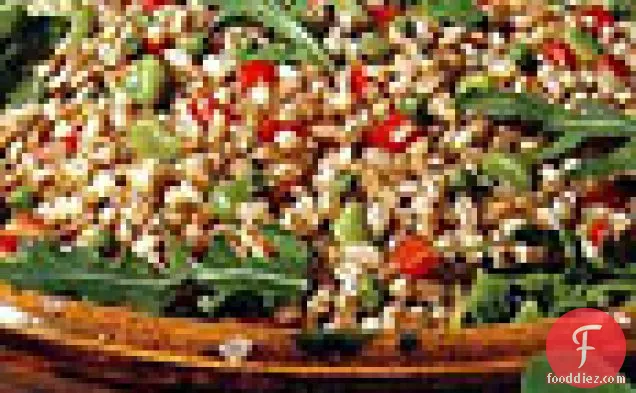 Farro Salad with Peas, Favas, Arugula and Tomatoes