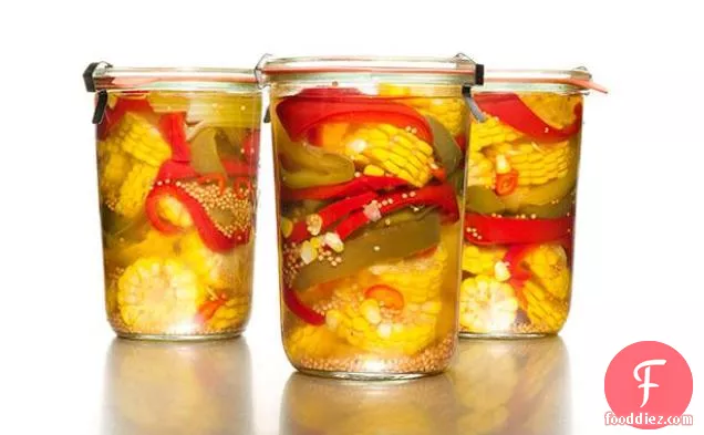 Pickled Corn and Peppers