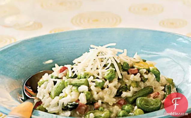 Risotto with Spring Vegetables and Smoked Ham
