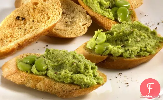 Fava Bean, Garlic, and Herb Crostini