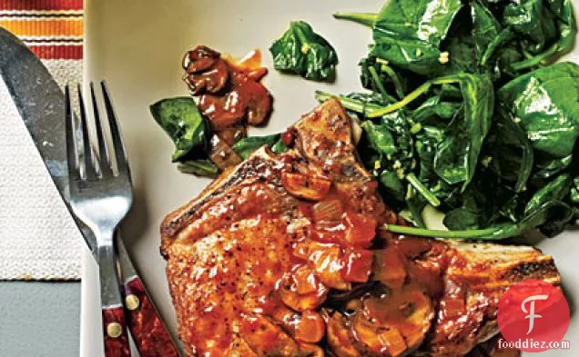 Pork Chops with Grits and Red-Eye Gravy