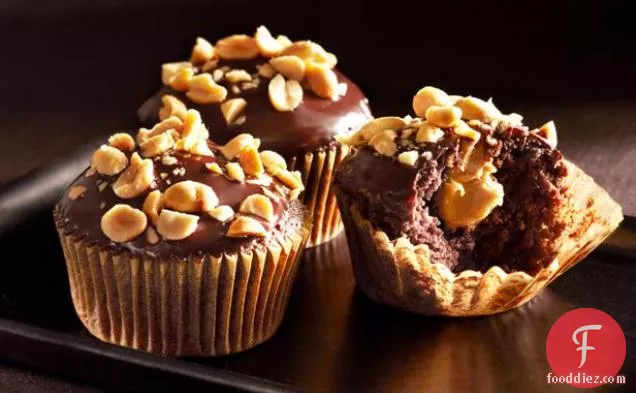 Peanut Butter Cream-Filled Devil's Food Cupcakes