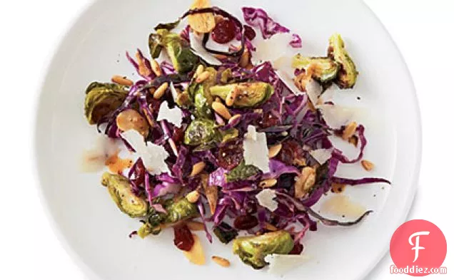 Roasted Brussels Sprouts with Cabbage and Pine Nuts