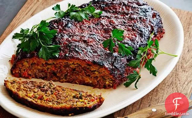 Roasted Vegetable Meatloaf with Balsamic Glaze