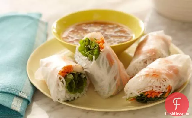 Soft Asian Summer Rolls with Sweet and Savory Dipping Sauce