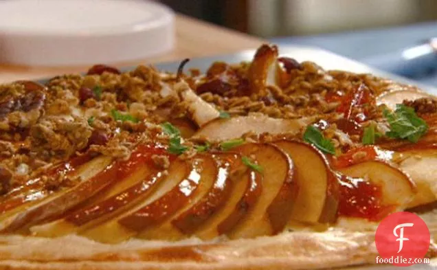 Layered Pear Pizza with Ricotta, Apricot Preserves, and Granola