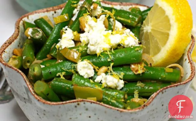 Green Beans With Leeks & Feta