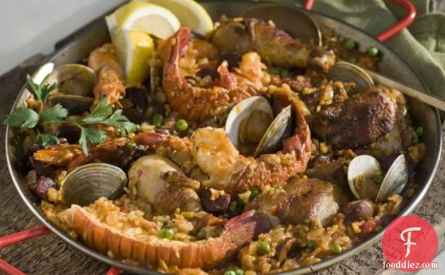 Paella with Seafood, Chicken, and Chorizo