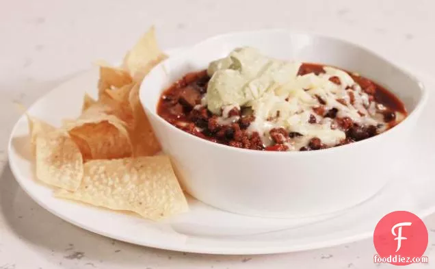 Black Bean and Beef Chili with Green Sour Cream