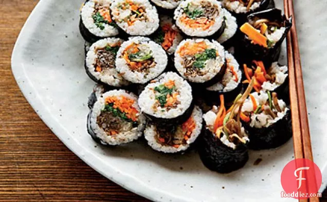 Korean Sushi Rolls with Walnut-Edamame Crumble
