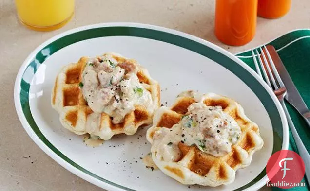Waffled Biscuits and Sausage Gravy