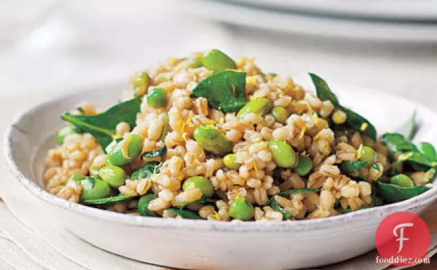 Pearl Barley with Peas and Edamame