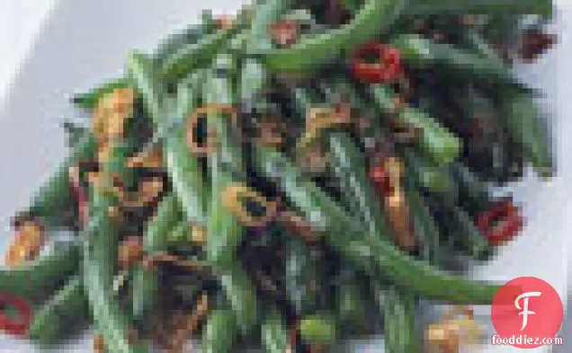 Green Beans with Crisp Shallots, Chile, and Mint