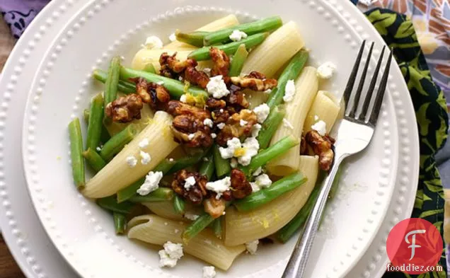 Green Bean Pasta With Goat Cheese & Candied Walnuts