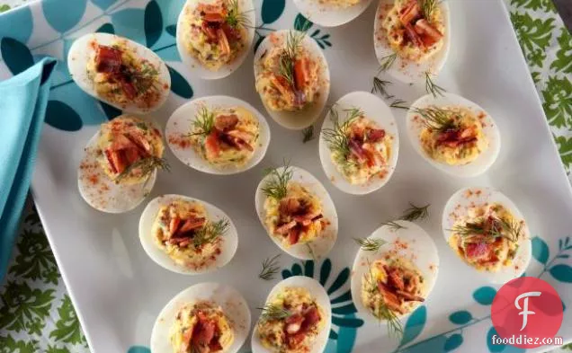 Deviled Eggs with Candied Bacon