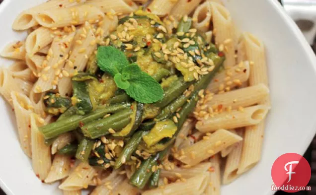 Green Beans, Courgettes And Mint Wholegrain Penne