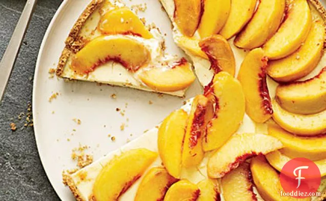 Creamy Peach Tart with Smoky Almond Crust