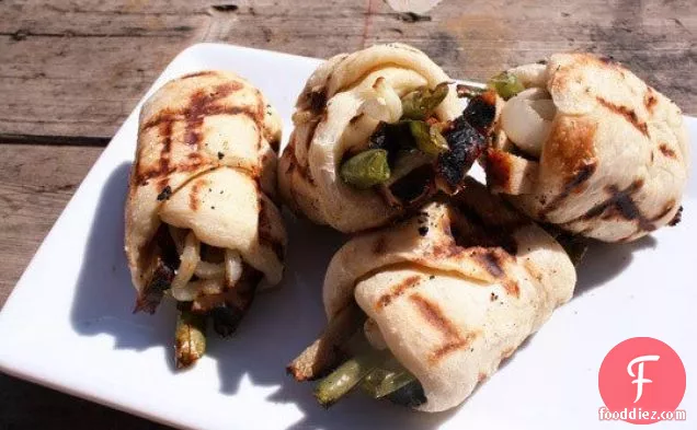 Rolled Grilled Sandwiches With Pork, Green Beans & Goat Cheese