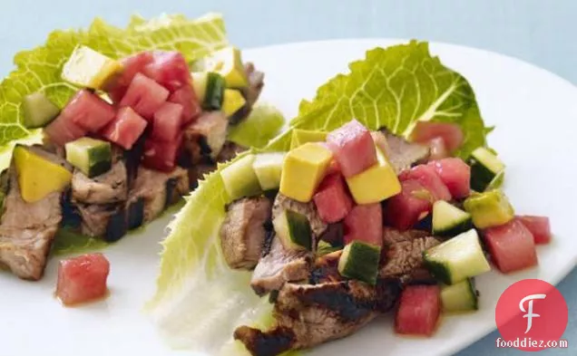 Watermelon Pork Tacos in Lettuce Shells