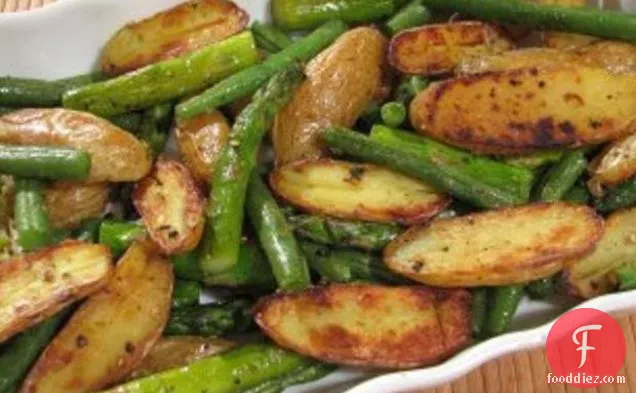 Roasted Fingerling Potatoes, Asparagus And Green Beans