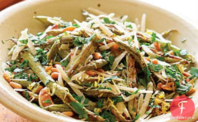 Roasted Green Beans With Lemon, Pine Nuts & Parmigiano