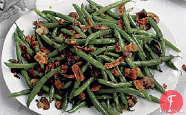 Green Beans With Crispy Pancetta, Mushrooms, And Shallots