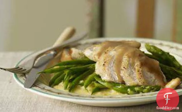 Orange-balsamic Chicken With Asparagus, Green Beans And Polenta