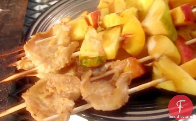 Grilled Abalone Steak and Fruit Skewers