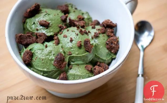 Mint Brownie Avocado Soft Serve Ice Cream (gluten-free, Vegan