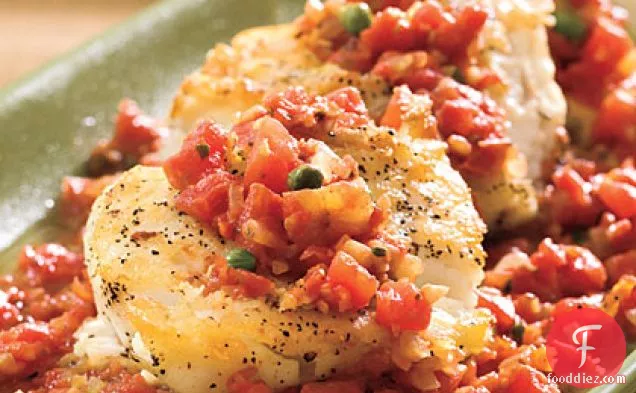 Seared Halibut With Herbed Tomato Sauce