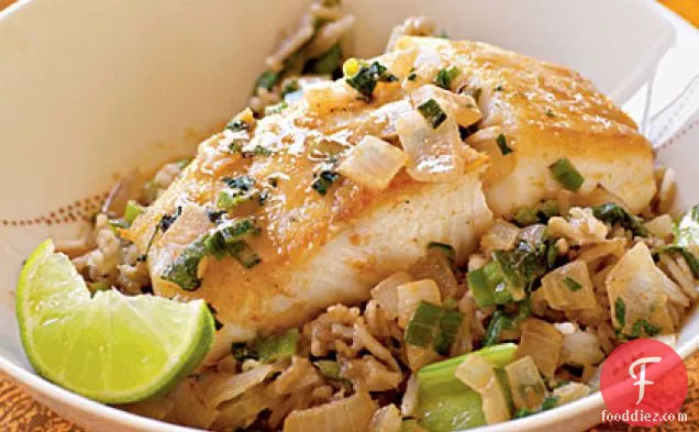 Halibut with Coconut-Red Curry Sauce
