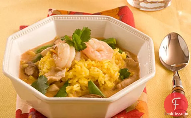 Saffron-Ginger Rice With Thai Red Curry Soup