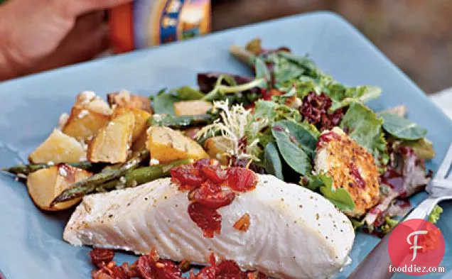 Oven-roasted Halibut with Cranberry Chutney