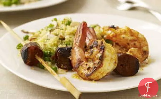Spanish Shrimp And Chorizo Skewers With Especial Couscous