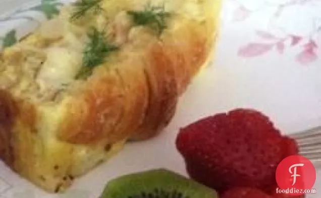 Croissant and Salmon Breakfast Casserole