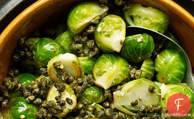 Spicy Brussels Sprouts with Fried Capers