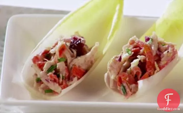 Chicken and Crunchy Slaw in Endive Leaves