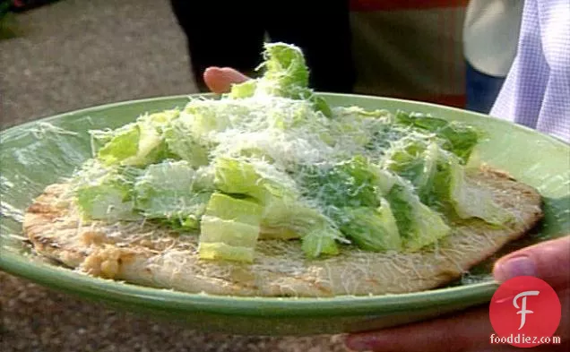 Piadine with Caesar Salad and Roasted Garlic Paste