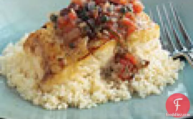 Halibut with Capers, Olives, and Tomatoes