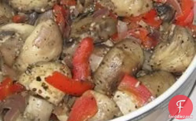 Marinated Mushrooms with Red Bell Peppers