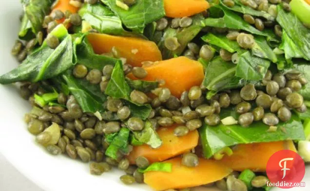 Collards, Carrots And French Green Lentils