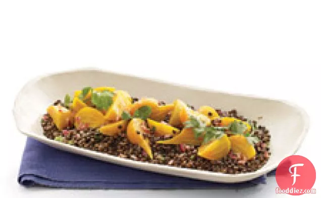 Lentils With Ginger, Golden Beets, And Herbs