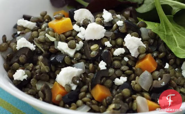 Puy Lentils with Goat Cheese, Olives, and Fresh Thyme