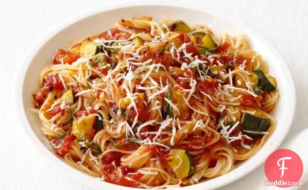Capellini With Spicy Zucchini-Tomato Sauce